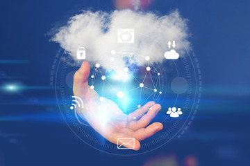 Application icons interface on screen. Social media concept