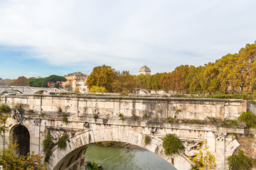 Fototapeta na wymiar Rome. Italy. Ruins of the Emilio - most old bridge in Rome 