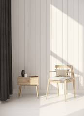 Armchair with white wooden room