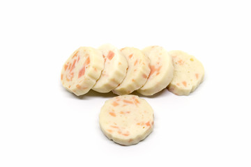 Vietnamese Pork Sausage sliced isolated on white background