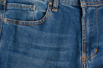 Texture of Blue Denim Jeans (Part of Denim Trousers).