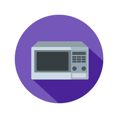 Obraz premium microwave icon in flat style with long shadow, isolated vector illustration on green transparent background