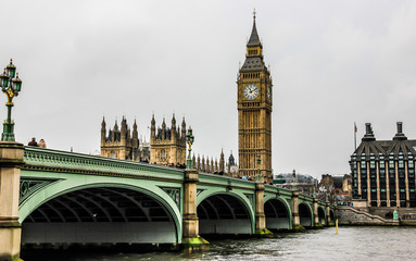 Fototapeta na wymiar Big Ben and Westminster Bridge in London