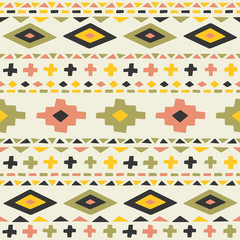 Hand drawn cute ethnic seamless pattern. Graphic background. Boho style