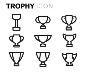 Vector line trophy icons set