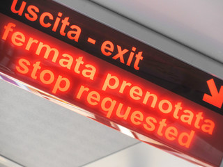 Exit lamp indicator and bus stop request inside a bus
