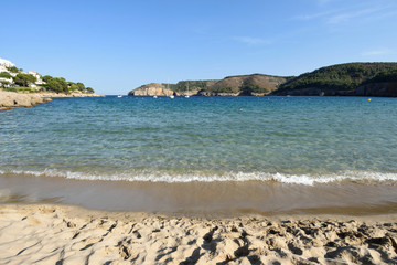 Fototapeta na wymiar Montgo beach of la Escala and Torroella de Montgri, Costa Brava, Girona province, Catalonia, Spain