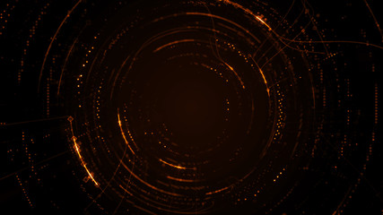 Abstract circular particle background. A lot of small detail and elements. Connections, lines, squares with random scale and opacity.