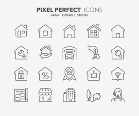 real estate and homes thin line icons 1
