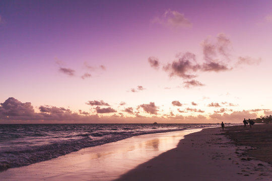 Purple sunrise over Atlantic Ocean