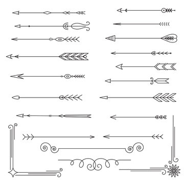 Collection of arrows and dividers, isolated on white background