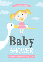 Baby Shower card. Vector illustration
