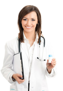 doctor with medical drug, isolated