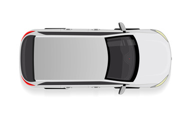 Naklejka premium White Car from Top View Vector Illustration.