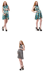 Fototapeta premium Pregnant woman in composite image isolated on white