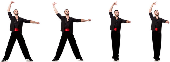 Spanish dancer in various poses on white