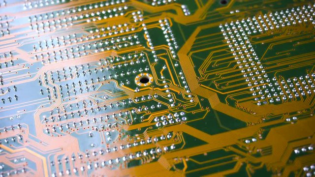 PC electronic circuit board close up.