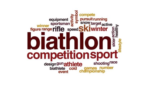 Biathlon animated word cloud, text design animation.