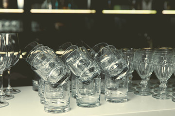 Glasses of whiskey on the table