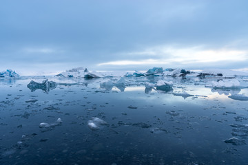 Blue Icebergs in Glacier Lagoon, Jokulsarlon, Iceland