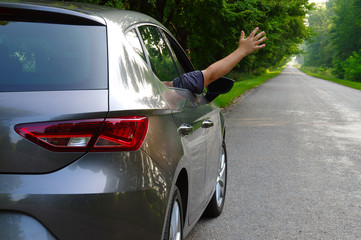 Car on asphalt road in nature