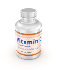 Vitamin C - immune health support. 3D illustration