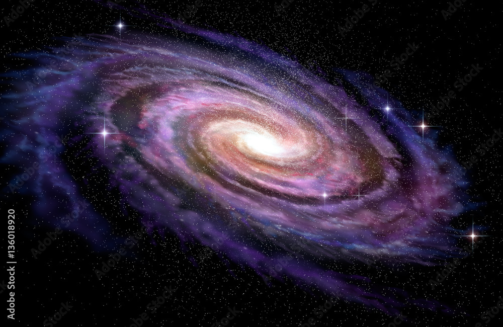 Wall mural spiral galaxy in deep spcae, 3d illustration