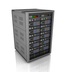 Server storage database icon over white. 3D illustration