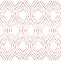 Seamless vector ornament. Modern background. Geometric pattern with repeating pink wavy dotted lines