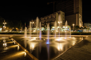 Night view of business center of Lido di Jesolo near Venice, Veneto region, Italy.