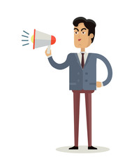 Fototapeta premium Man with Loudspeaker Vector Illustration.