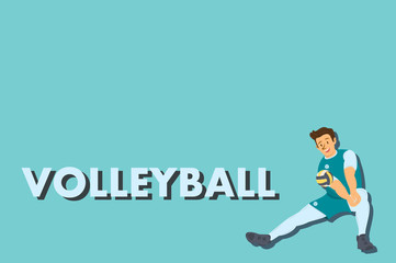 Cartoon Volleyball player with ball. Comic character