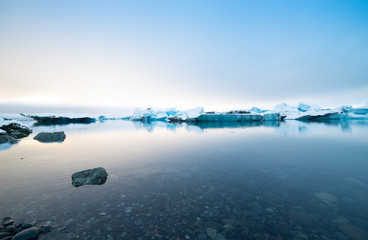 Blue Icebergs in Glacier Lagoon, Jokulsarlon, Iceland