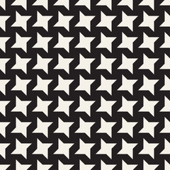 Star Line Shapes Grid. Vector Seamless Black and White Pattern