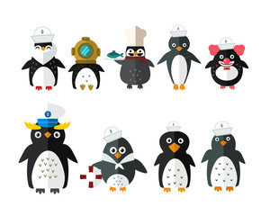 Penguin sailor santa vector animal character illustration.