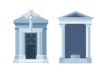 Tombstone crypt vector construction for dead people.