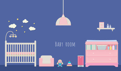 Baby room interior vector - 136021705