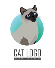 Siamese cat Vector Flat Design Illustration