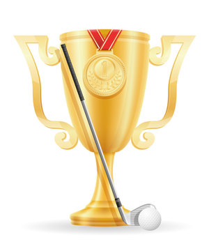 golf cup winner gold stock vector illustration