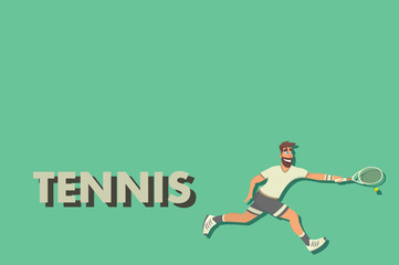 Cartoon tennis player. comic flat design