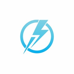 Run Thunder Bolt on Circle Logo Vector