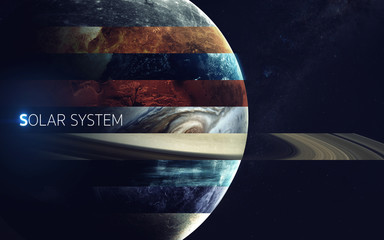 All solar system planets in one. Modern minimalistic art. Elements of this image furnished by NASA