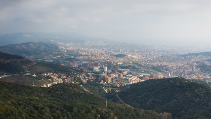 Mist over the Barcelona city