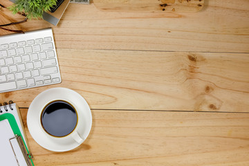 top view desk with copy space