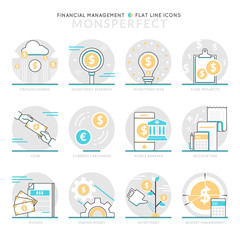 Infographic Icons Elements about Financial Management. Flat Thin