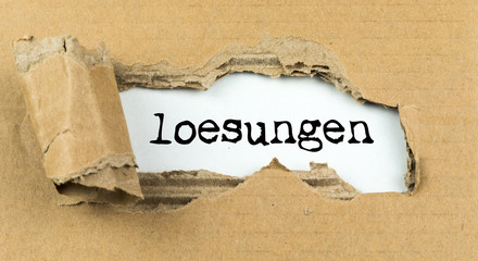 Scratched Carton with "loesungen" under it, which means "solutio