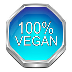 100% Vegan Button - 3D illustration