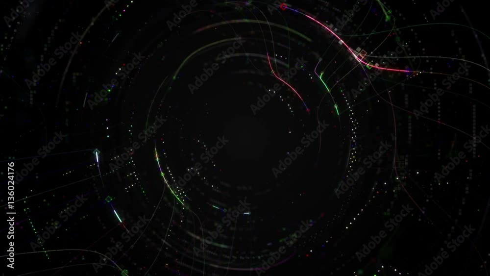 Poster abstract circular particle background. a lot of small detail and elements. connections, lines, squar