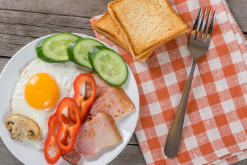 Fried eggs and bacon