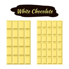 White chocolate in flat vector style. Sweet organic cacao food.